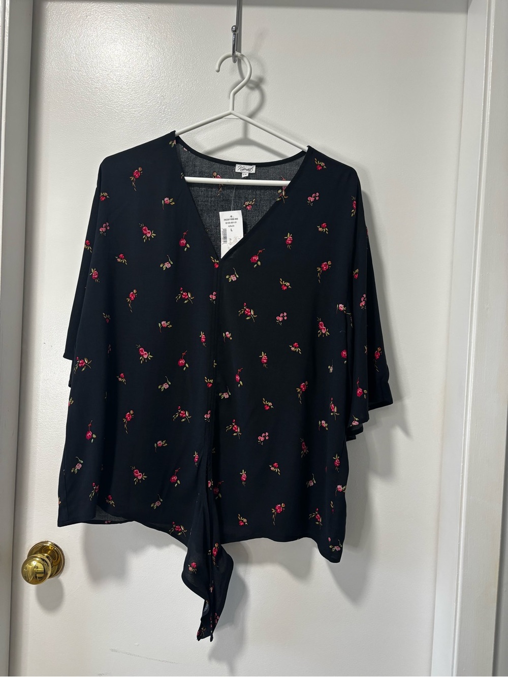 Kismet Black Tie-Front Floral Blouse - Picture 1 of 9